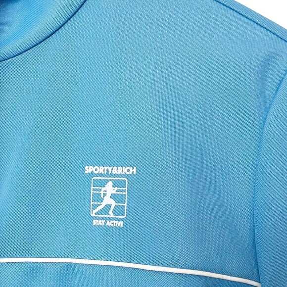 Sporty & Rich NWT Logo Track Jacket Women’s Size Medium Blue Zip Up Pockets - Picture 4 of 12